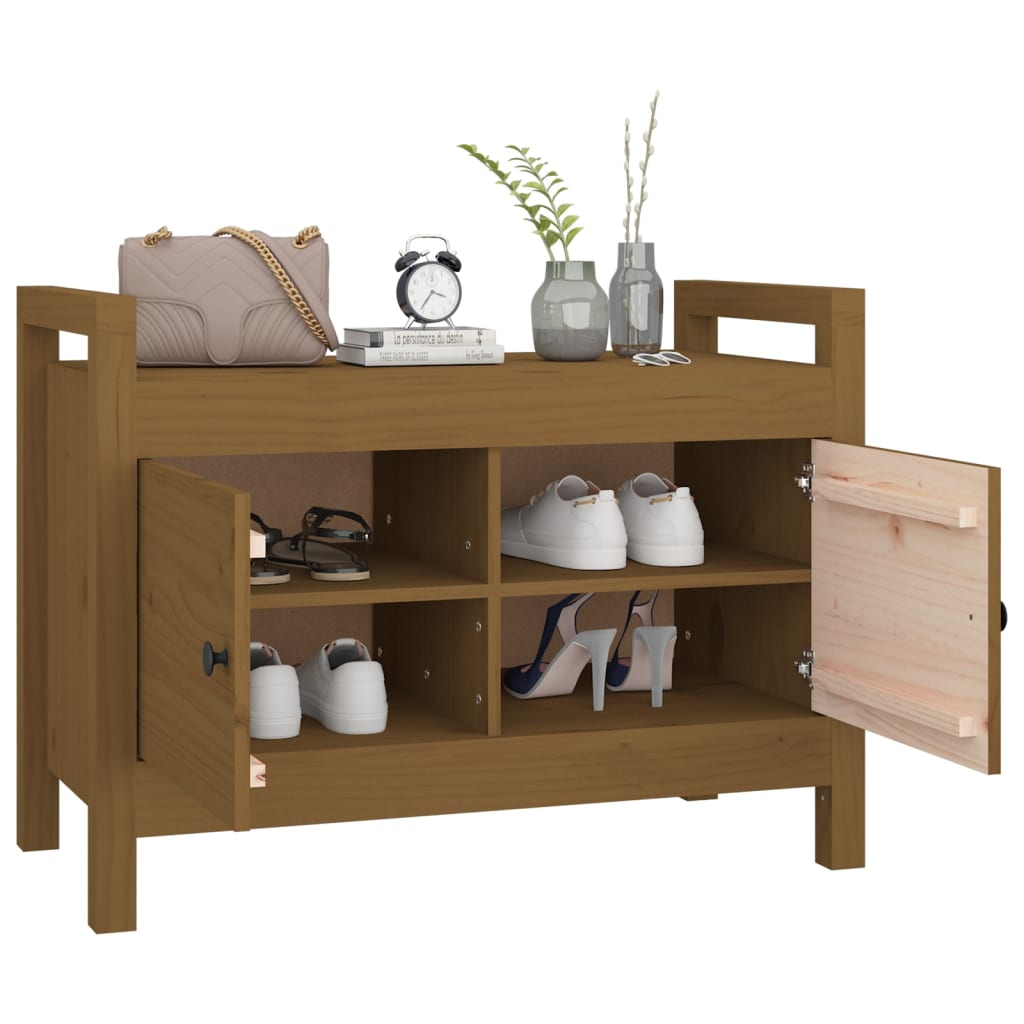 Eteisen penkki hunajanruskea 80x40x60 cm täysi mänty - Sisustajankoti.fi