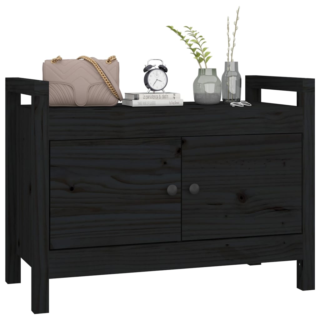 Eteisen penkki musta 80x40x60 cm täysi mänty - Sisustajankoti.fi