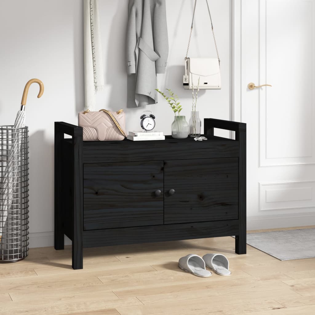 Eteisen penkki musta 80x40x60 cm täysi mänty - Sisustajankoti.fi