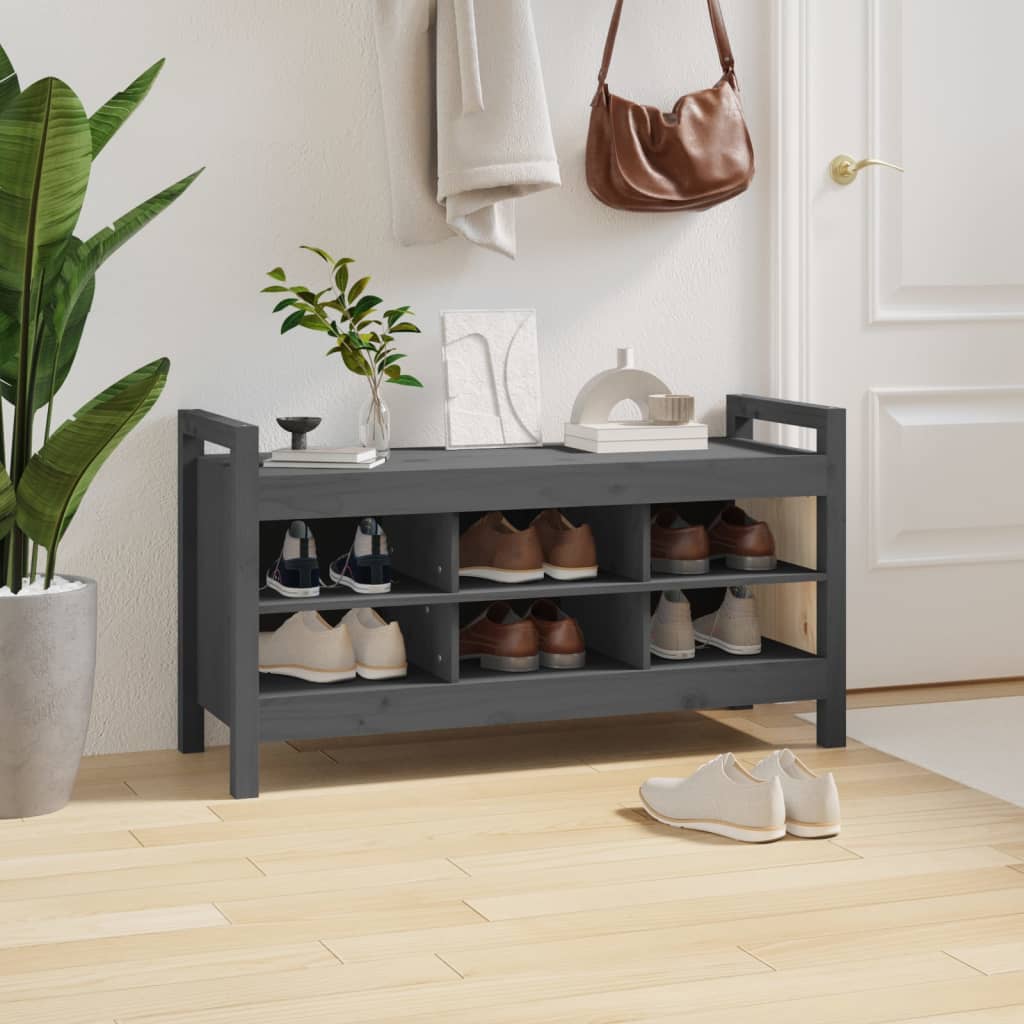 Eteisen penkki harmaa 110x40x60 cm täysi mänty - Sisustajankoti.fi
