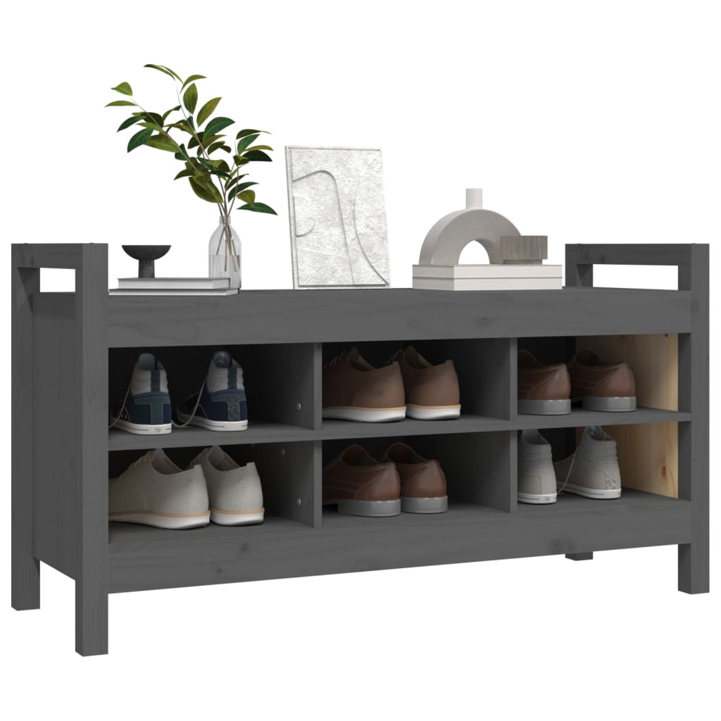 Eteisen penkki harmaa 110x40x60 cm täysi mänty - Sisustajankoti.fi