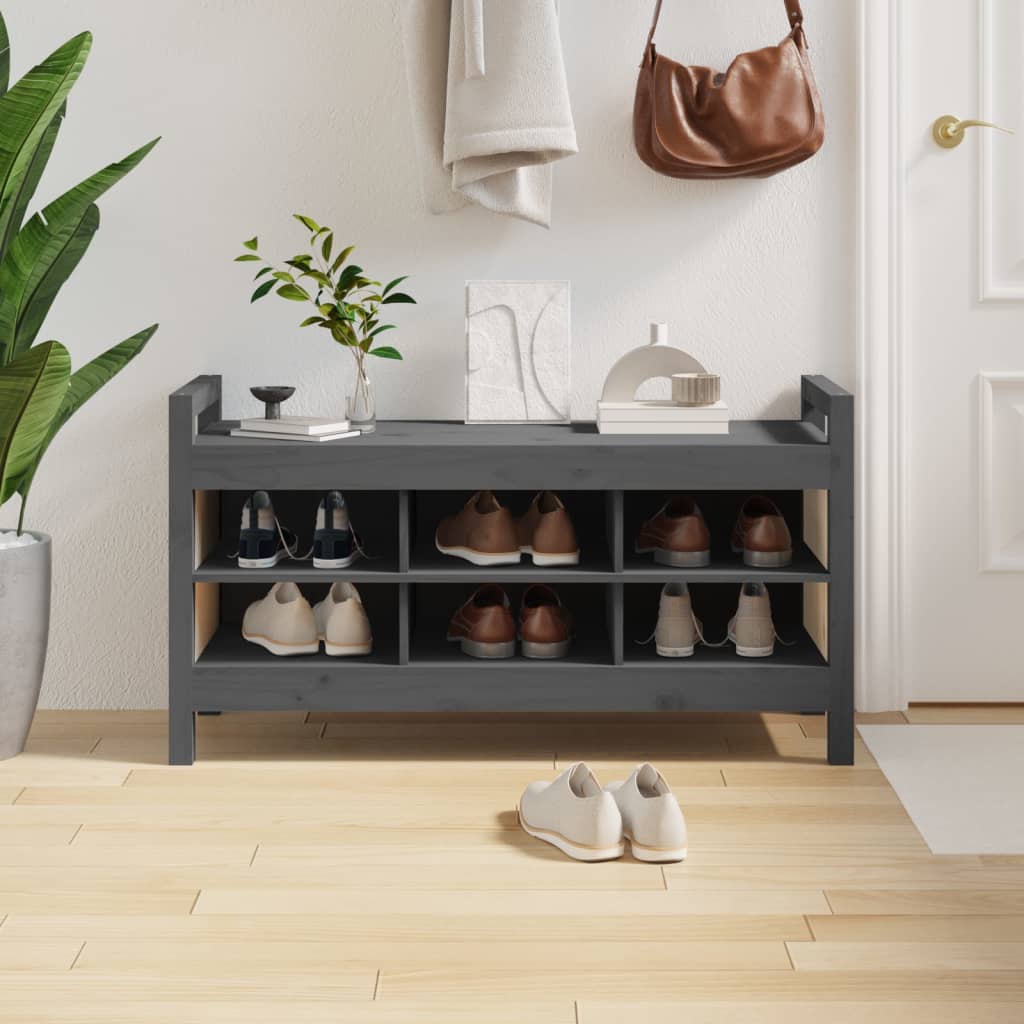 Eteisen penkki harmaa 110x40x60 cm täysi mänty - Sisustajankoti.fi