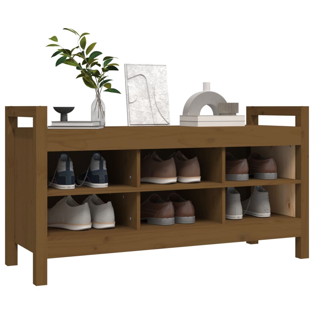 Eteisen penkki hunajanruskea 110x40x60 cm täysi mänty - Sisustajankoti.fi
