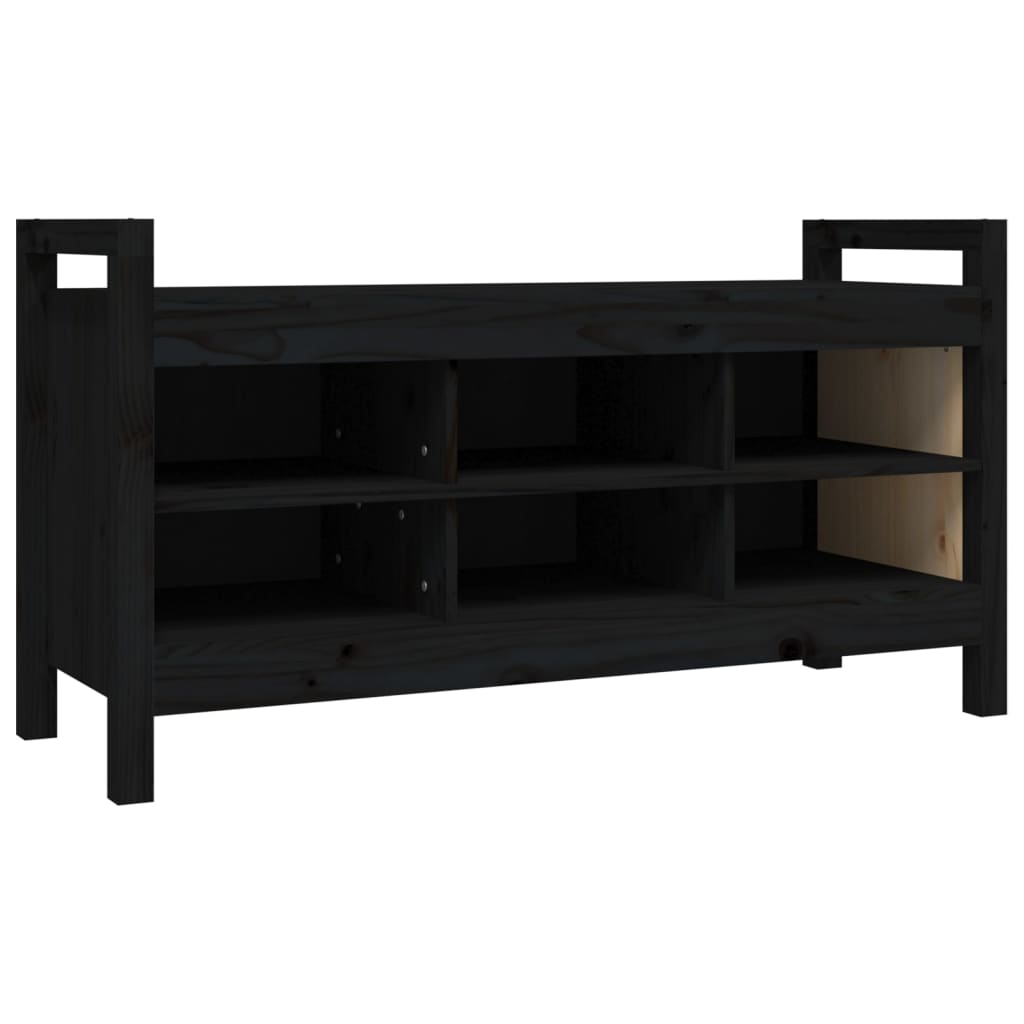 Eteisen penkki musta 110x40x60 cm täysi mänty - Sisustajankoti.fi