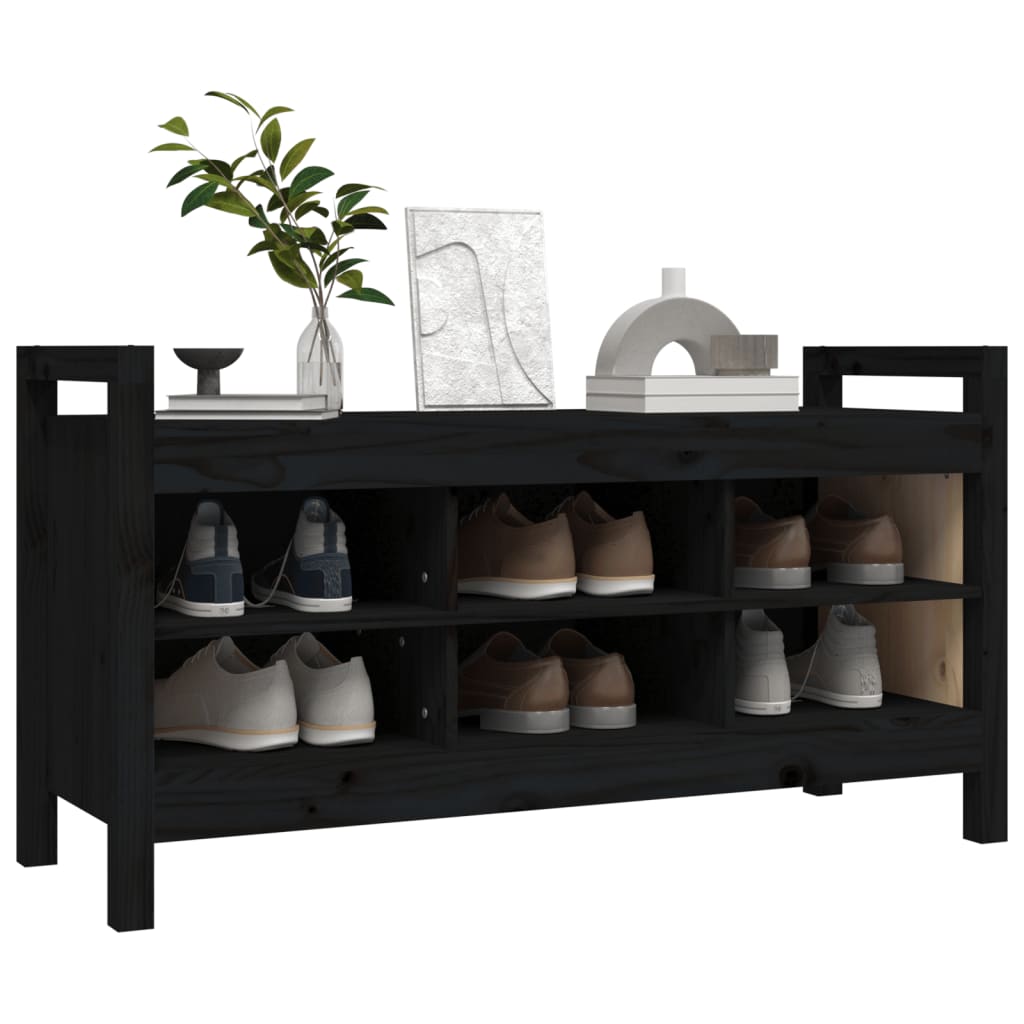 Eteisen penkki musta 110x40x60 cm täysi mänty - Sisustajankoti.fi