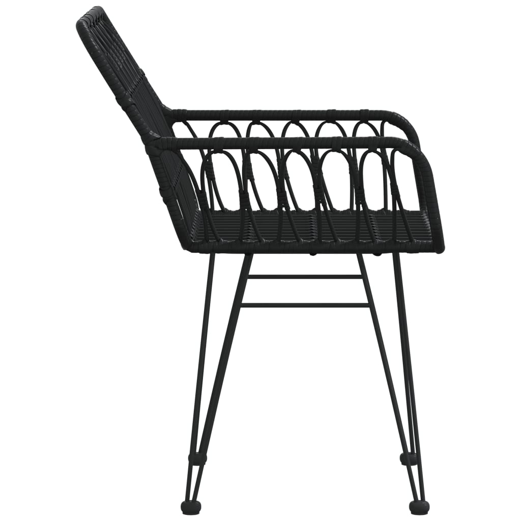 Puutarhatuolit käsinojilla 2 kpl musta 56x64x80 cm PE rottinki - Sisustajankoti.fi