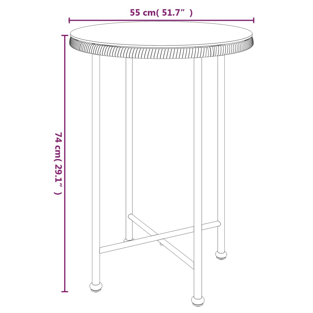 Ruokapöytä Ø55 cm karkaistu lasi ja teräs - Sisustajankoti.fi