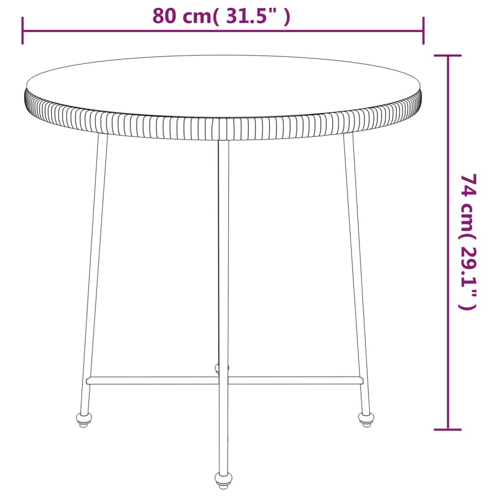 Ruokapöytä Ø80 cm karkaistu lasi ja teräs - Sisustajankoti.fi