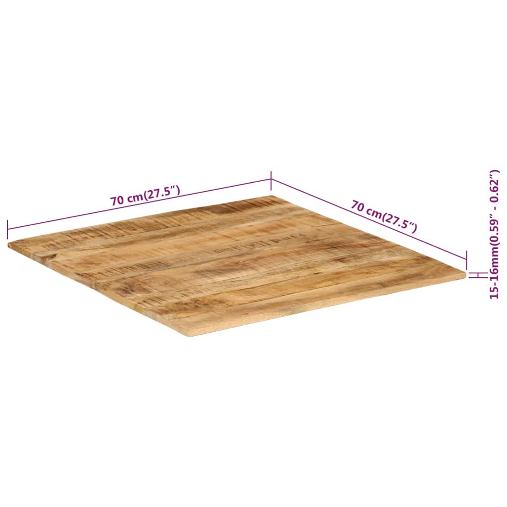 Pöytälevy 15-16 mm 70x70 cm täysi mangopuu - Sisustajankoti.fi