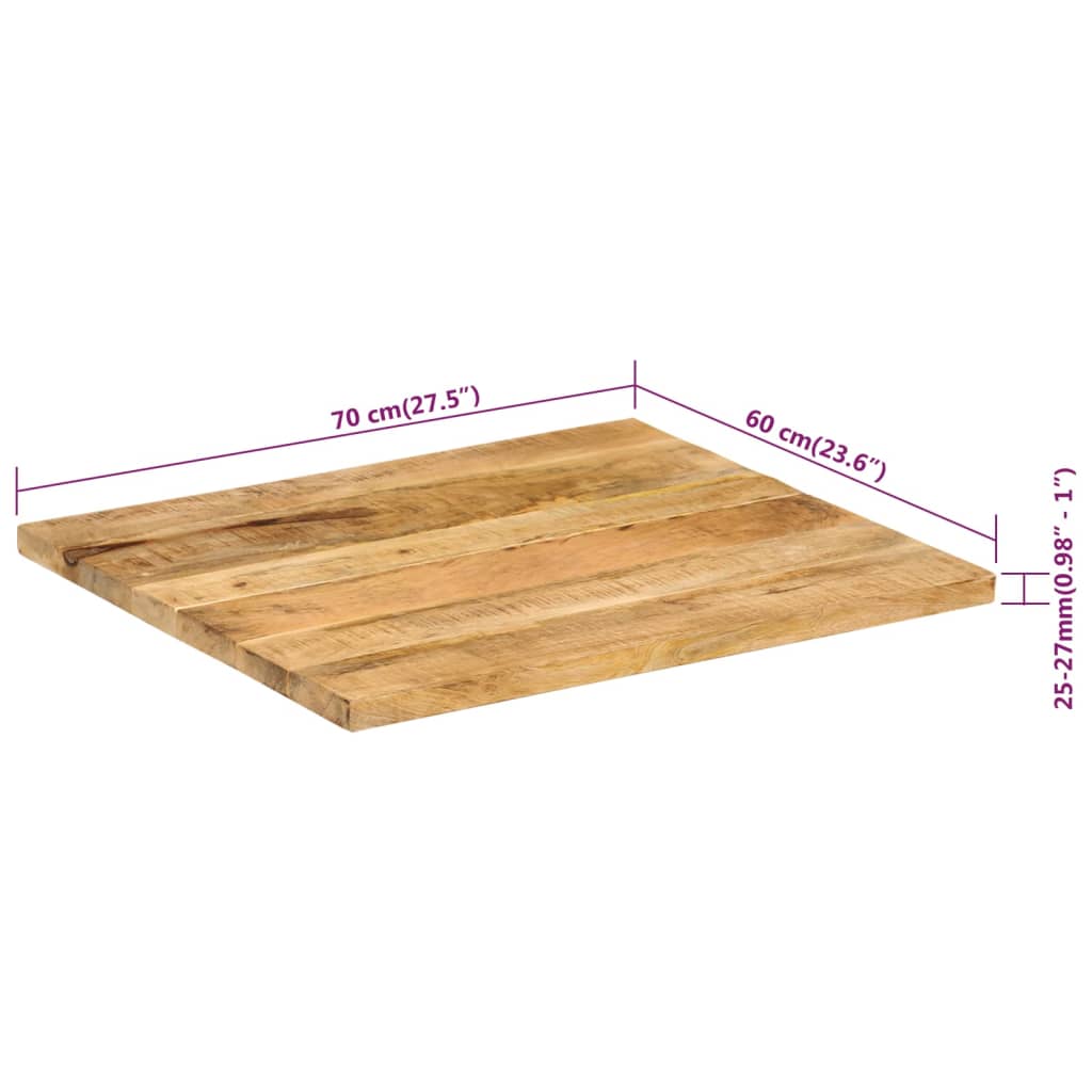 Pöytälevy 25-27 mm 70x60 cm täysi mangopuu - Sisustajankoti.fi