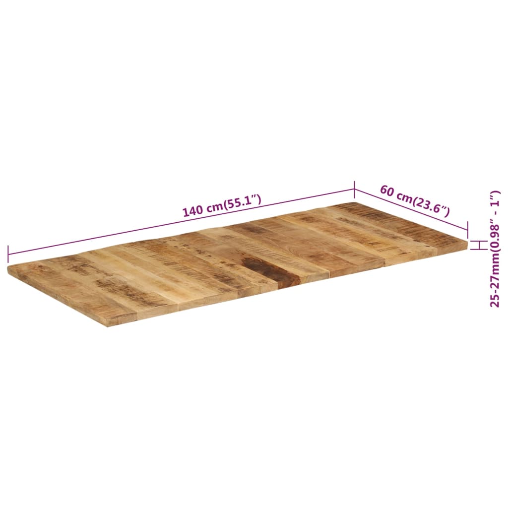 Pöytälevy 25-27 mm 140x60 cm täysi mangopuu - Sisustajankoti.fi