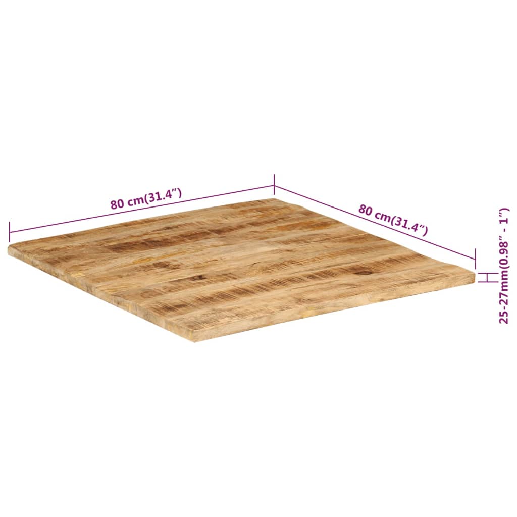 Pöytälevy 25-27 mm 80x80 cm täysi mangopuu - Sisustajankoti.fi