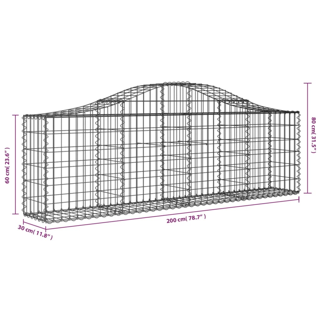 Kaarevat kivikorit 7 kpl 200x30x60/80 cm galvanoitu rauta - Sisustajankoti.fi