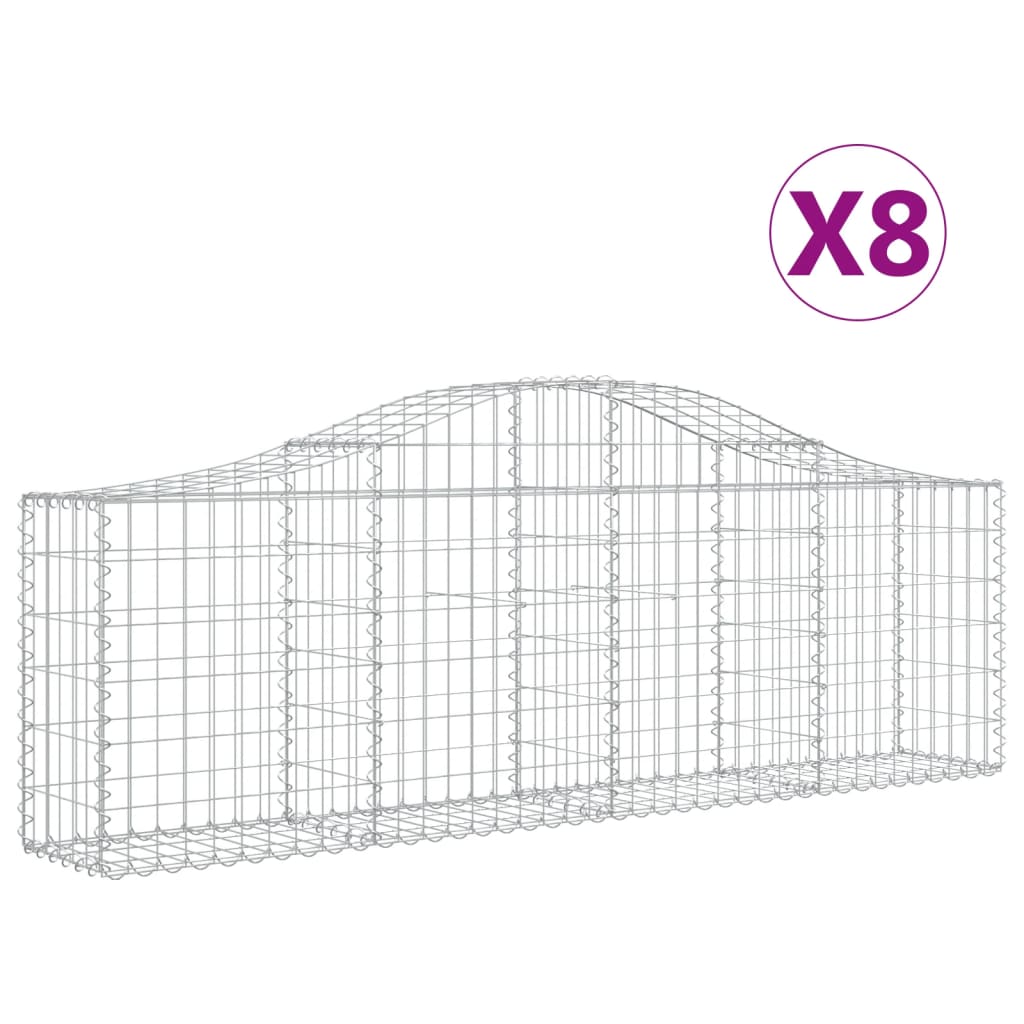Kaarevat kivikorit 8 kpl 200x30x60/80 cm galvanoitu rauta - Sisustajankoti.fi