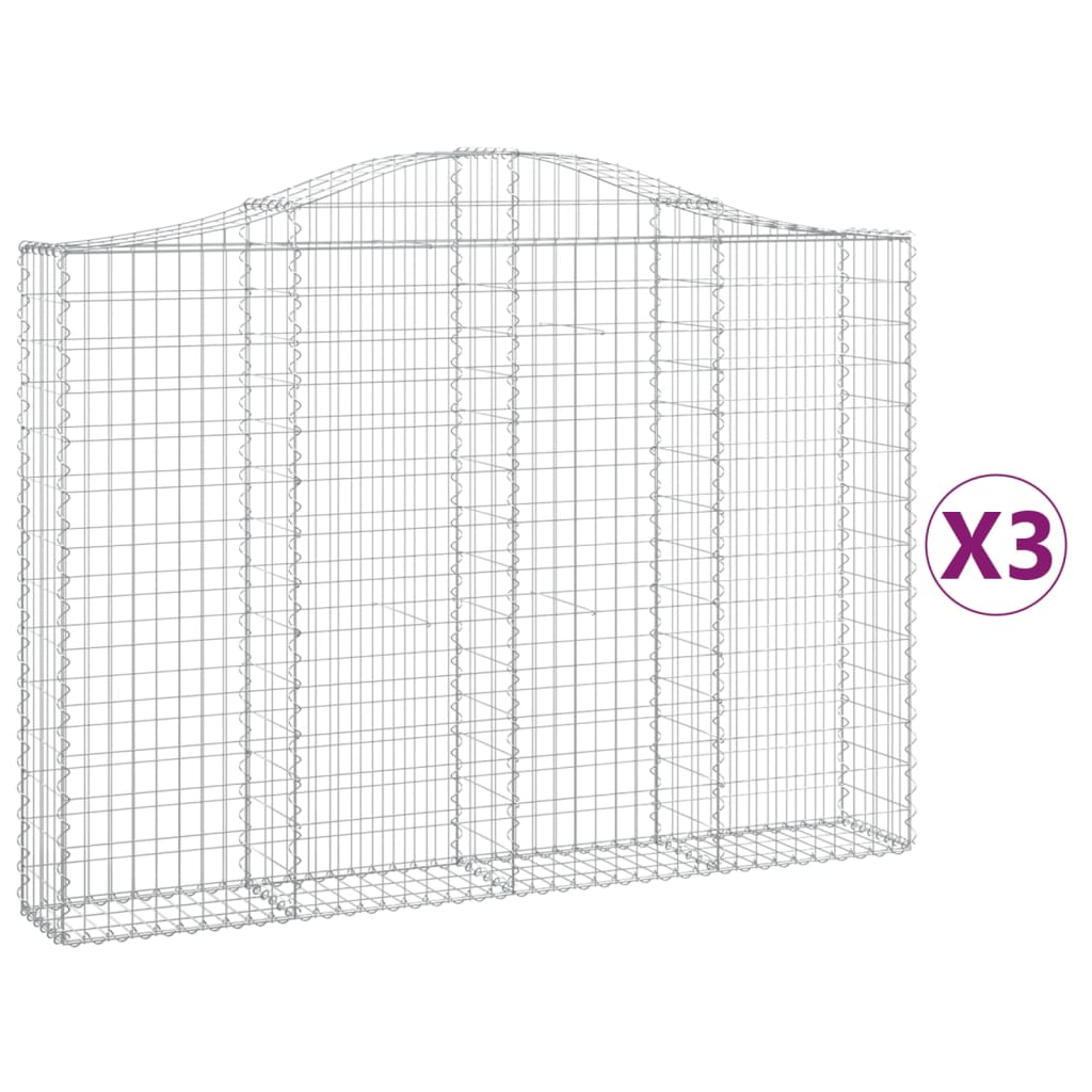 Kaarevat kivikorit 3 kpl 200x30x140/160 cm galvanoitu rauta - Sisustajankoti.fi