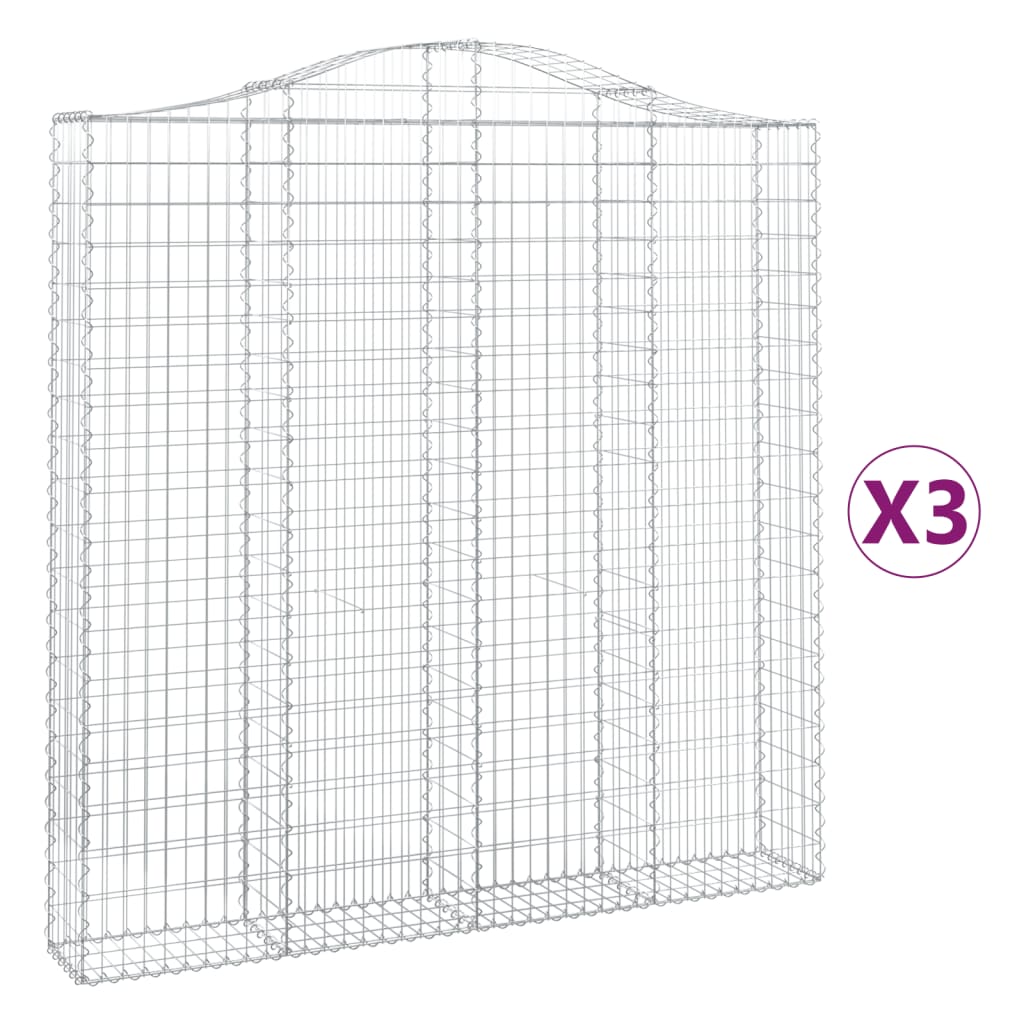 Kaarevat kivikorit 3 kpl 200x30x200/220 cm galvanoitu rauta - Sisustajankoti.fi