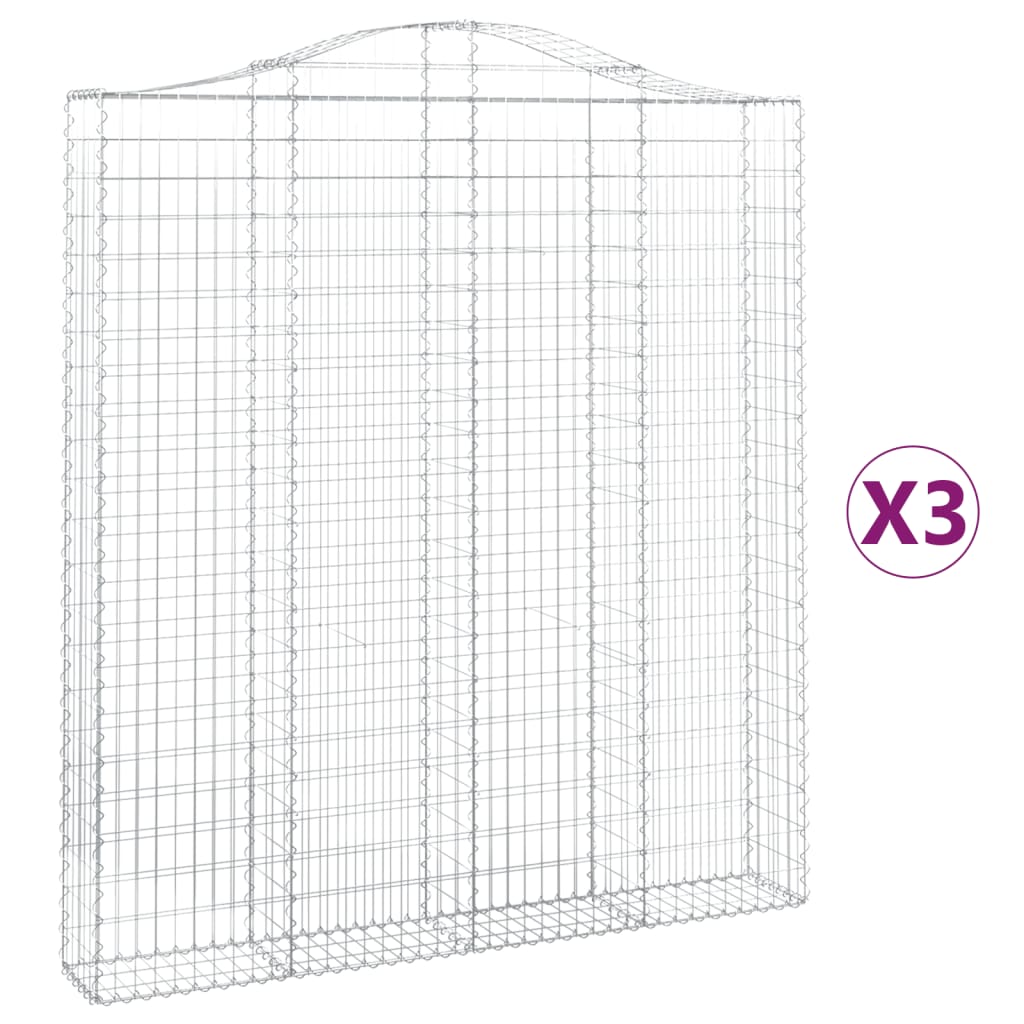 Kaarevat kivikorit 3 kpl 200x30x220/240 cm galvanoitu rauta - Sisustajankoti.fi