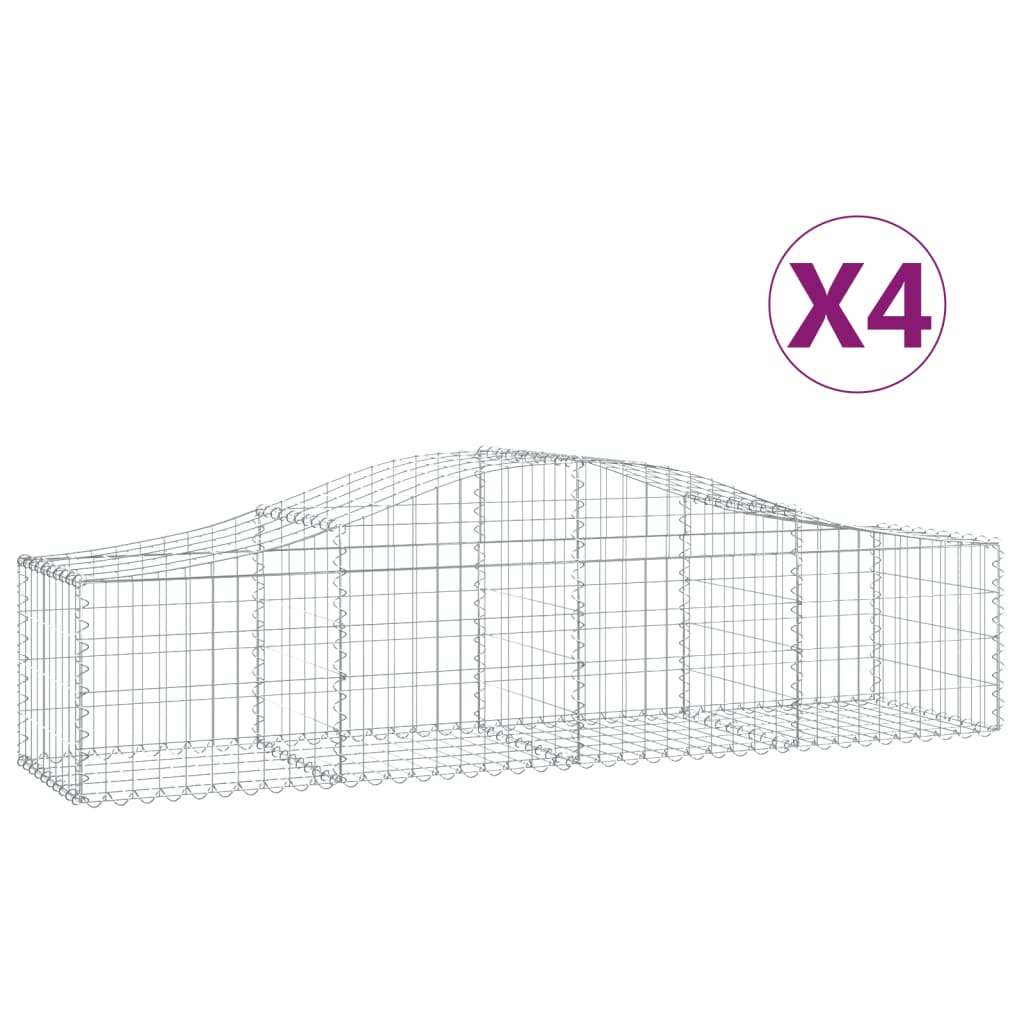 Kaarevat kivikorit 4 kpl 200x50x40/60 cm galvanoitu rauta - Sisustajankoti.fi