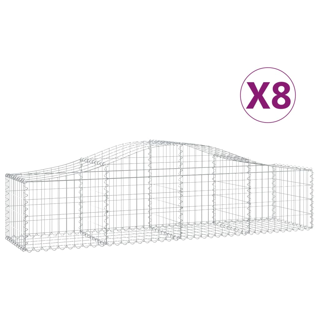 Kaarevat kivikorit 8 kpl 200x50x40/60 cm galvanoitu rauta - Sisustajankoti.fi