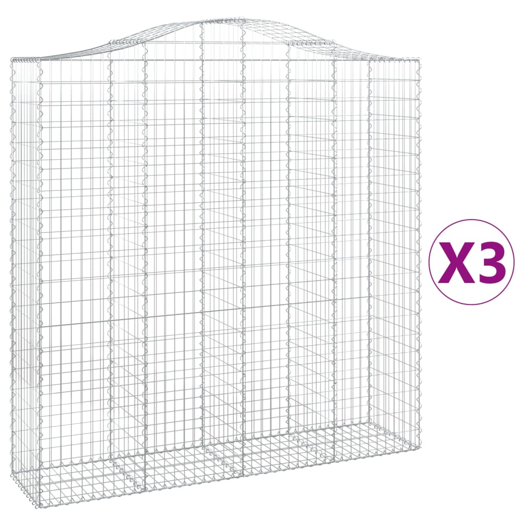 Kaarevat kivikorit 3 kpl 200x50x200/220 cm galvanoitu rauta - Sisustajankoti.fi