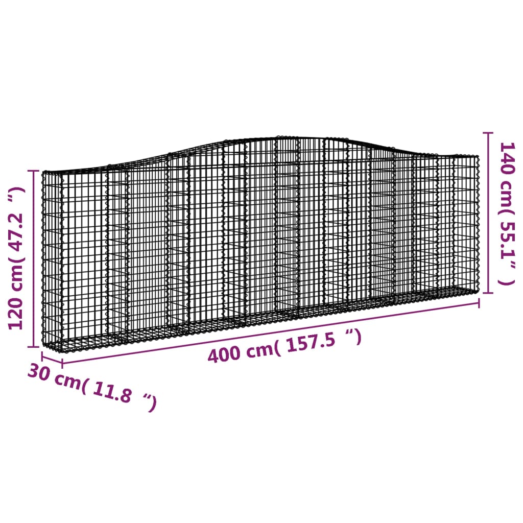 Kaarevat kivikorit 9 kpl 400x30x120/140 cm galvanoitu rauta - Sisustajankoti.fi
