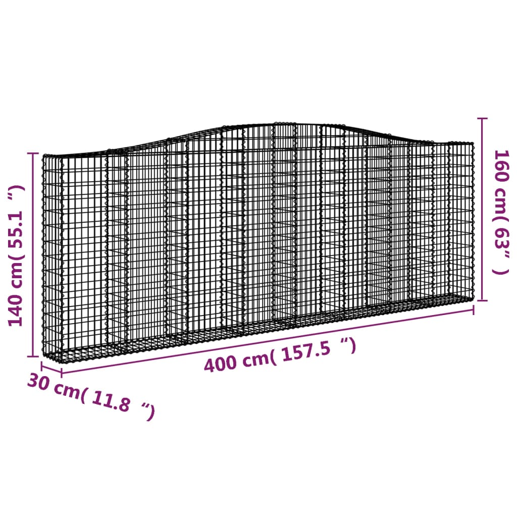 Kaarevat kivikorit 2 kpl 400x30x140/160 cm galvanoitu rauta - Sisustajankoti.fi