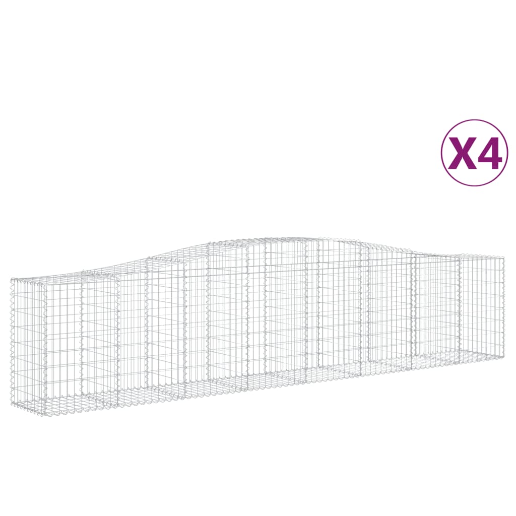 Kaarevat kivikorit 4 kpl 400x50x80/100 cm galvanoitu rauta - Sisustajankoti.fi
