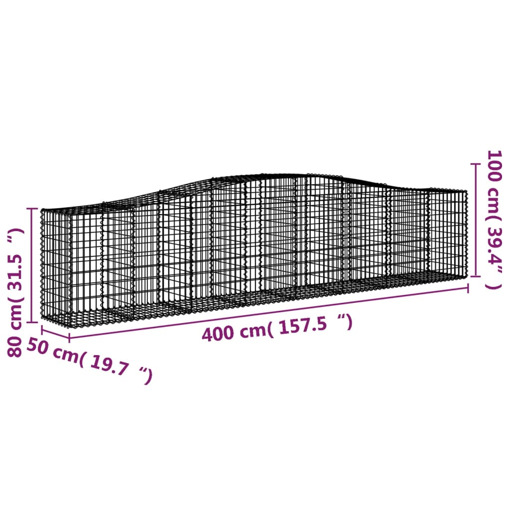 Kaarevat kivikorit 5 kpl 400x50x80/100 cm galvanoitu rauta - Sisustajankoti.fi