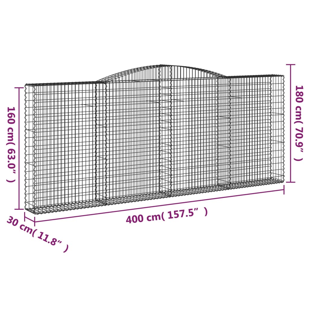 Kaarevat kivikorit 8 kpl 400x30x160/180 cm galvanoitu rauta - Sisustajankoti.fi