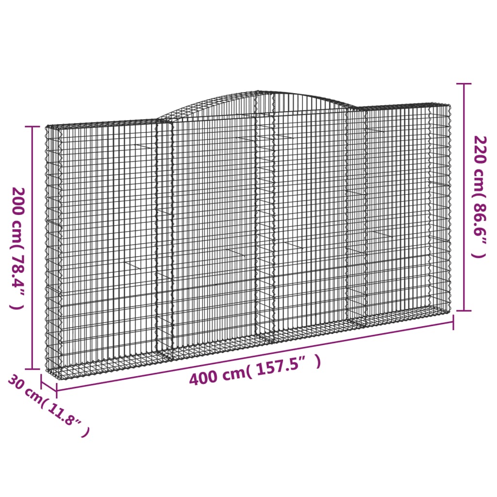 Kaarevat kivikorit 5 kpl 400x30x200/220 cm galvanoitu rauta - Sisustajankoti.fi