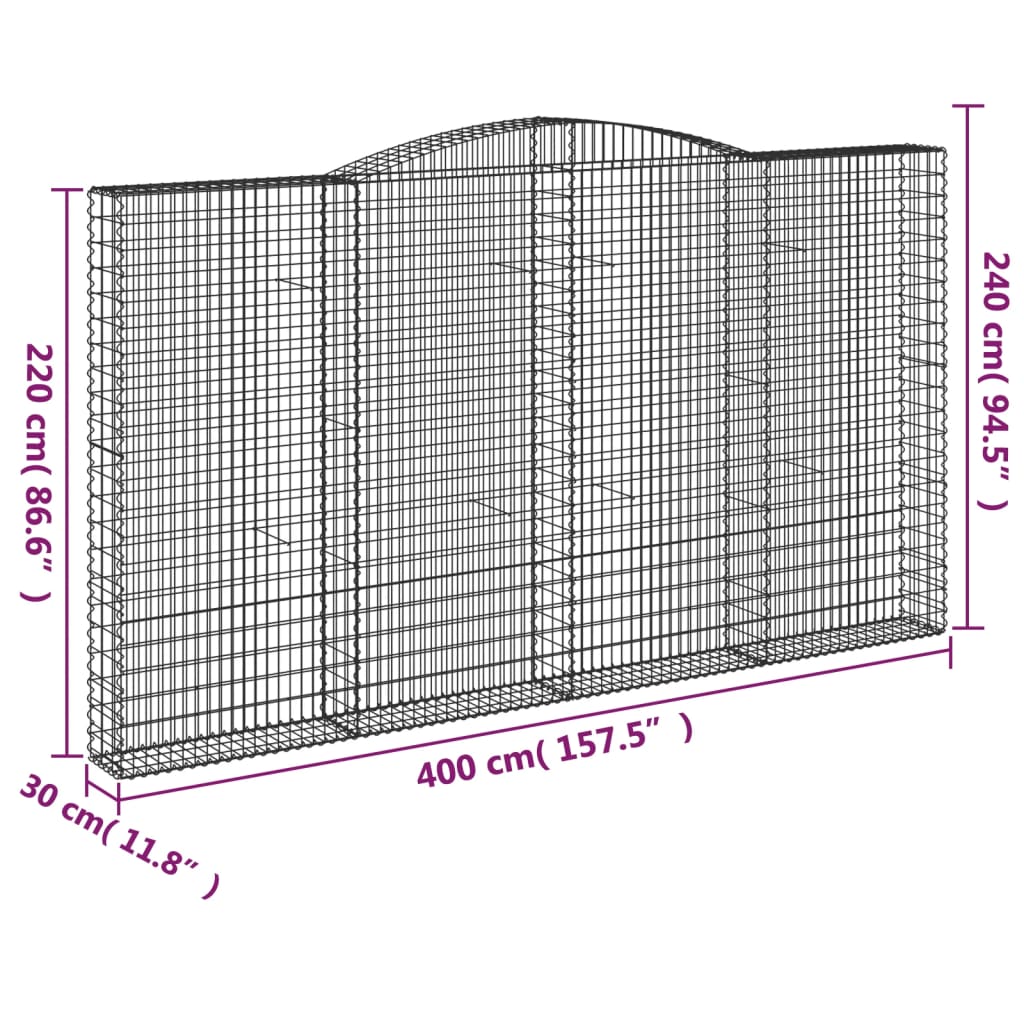 Kaarevat kivikorit 2 kpl 400x30x220/240 cm galvanoitu rauta - Sisustajankoti.fi