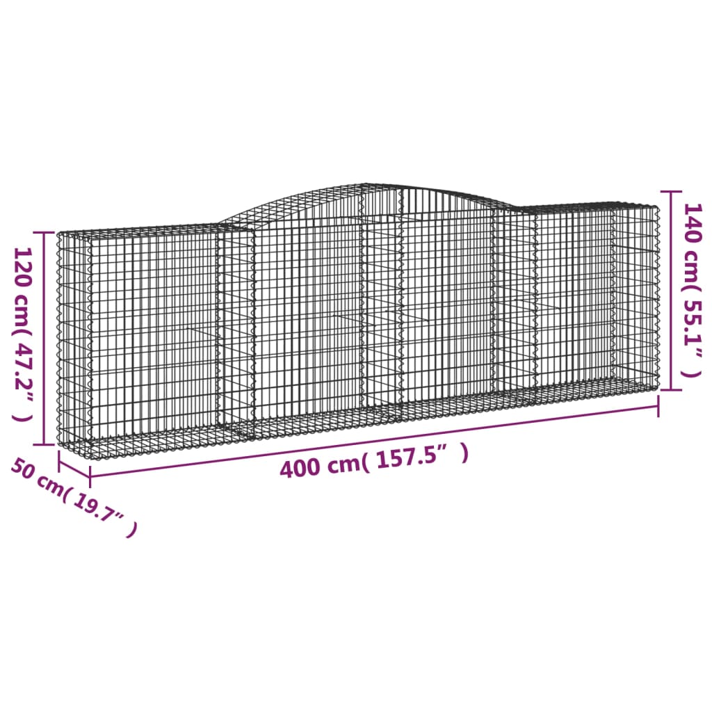 Kaarevat kivikorit 9 kpl 400x50x120/140 cm galvanoitu rauta - Sisustajankoti.fi