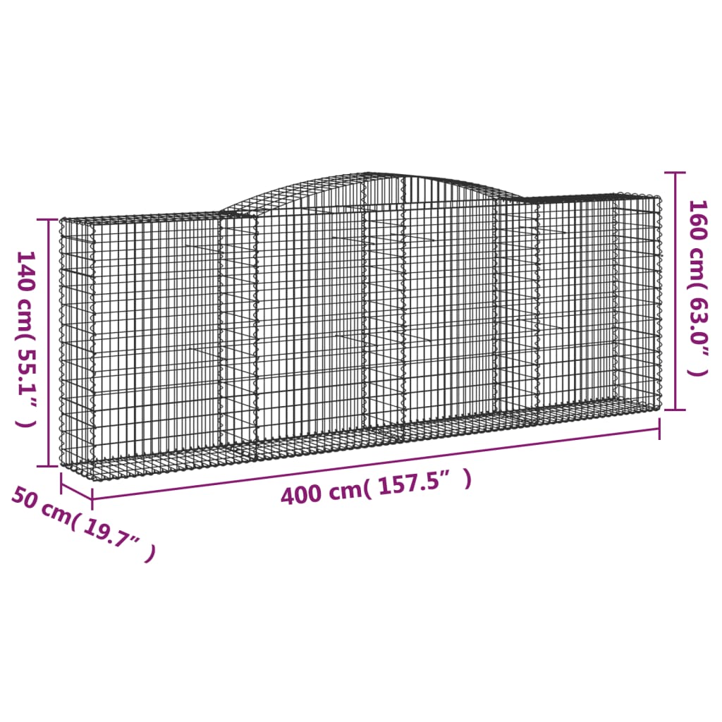 Kaarevat kivikorit 4 kpl 400x50x140/160 cm galvanoitu rauta - Sisustajankoti.fi