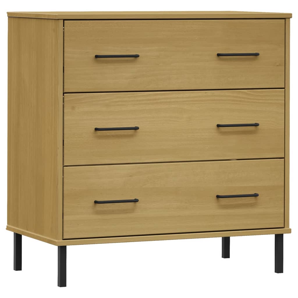 Senkki 3 laatikolla ruskea 77x40x79,5 cm täyspuu OSLO - Sisustajankoti.fi