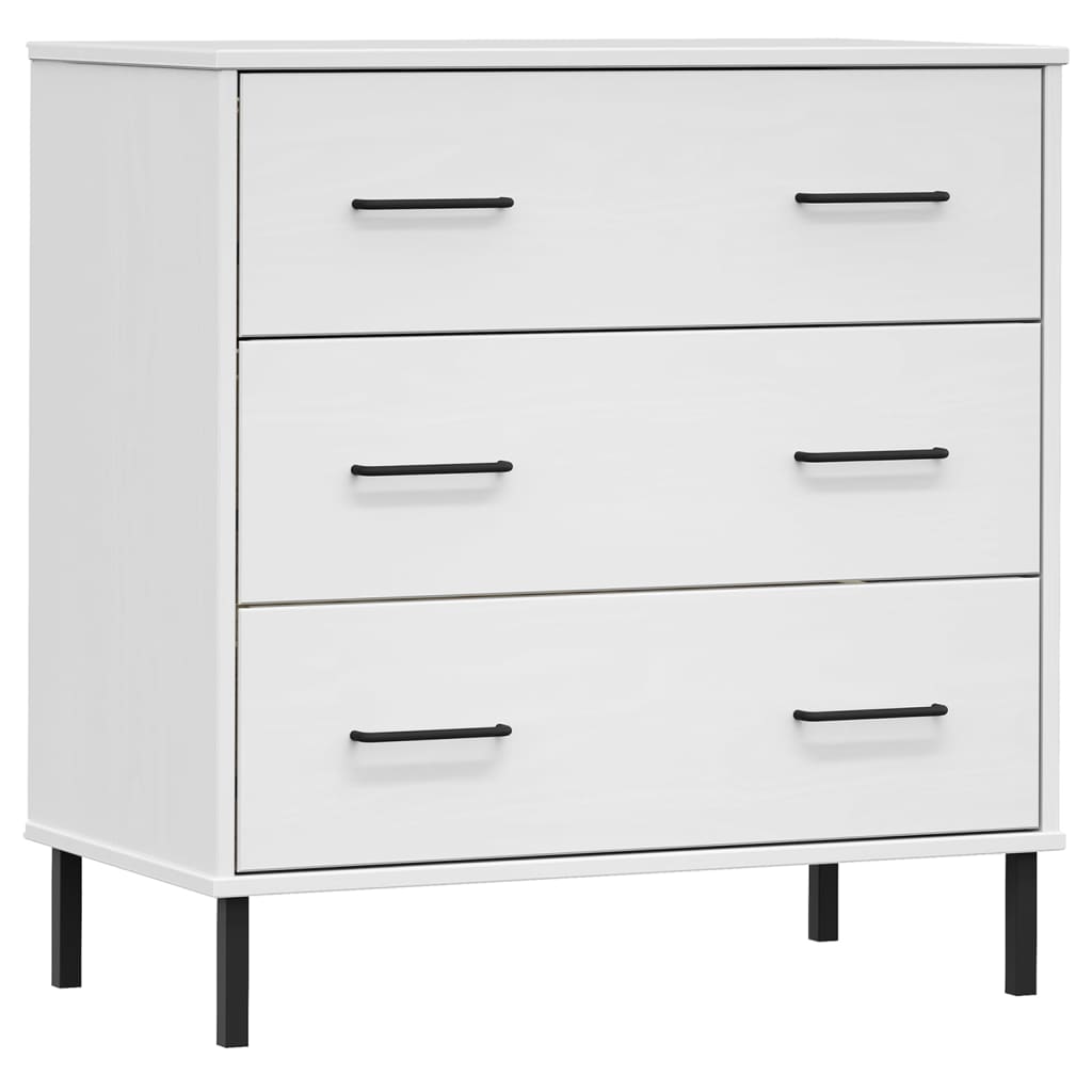 Senkki 3 laatikolla valkoinen 77x40x79,5 cm täyspuu OSLO - Sisustajankoti.fi