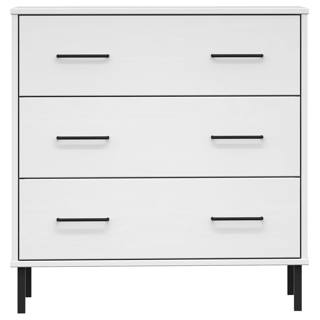 Senkki 3 laatikolla valkoinen 77x40x79,5 cm täyspuu OSLO - Sisustajankoti.fi