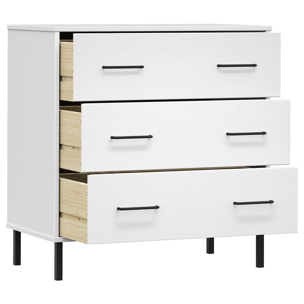 Senkki 3 laatikolla valkoinen 77x40x79,5 cm täyspuu OSLO - Sisustajankoti.fi