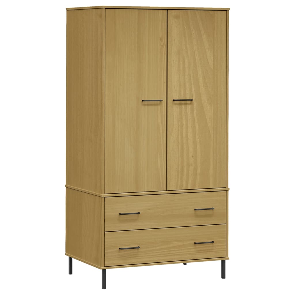 Vaatekaappi metallijaloilla ruskea 90x55x172,5 cm täyspuu OSLO - Sisustajankoti.fi