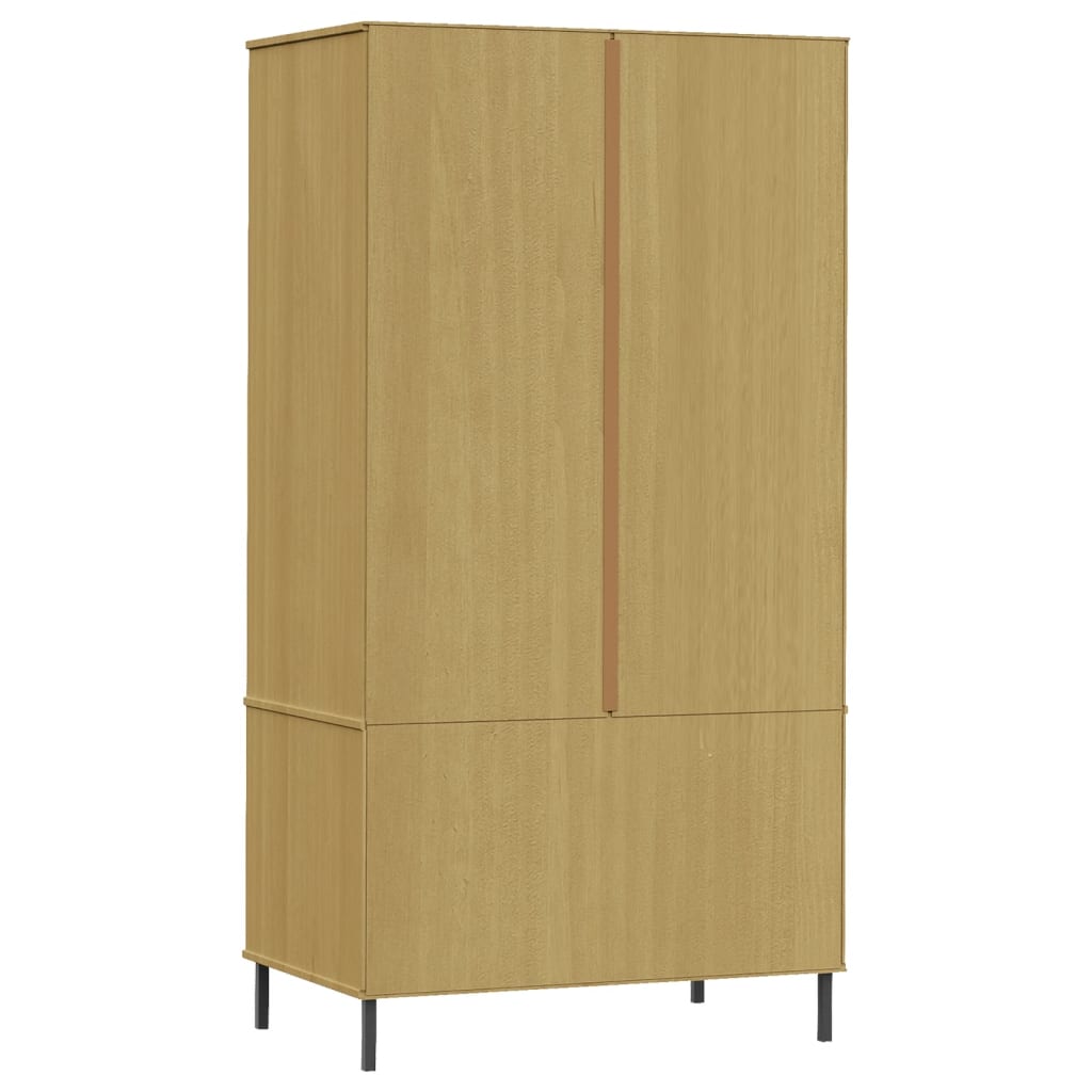 Vaatekaappi metallijaloilla ruskea 90x55x172,5 cm täyspuu OSLO - Sisustajankoti.fi