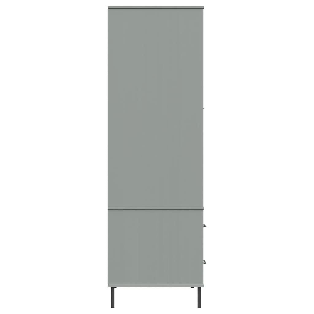 Vaatekaappi metallijaloilla harmaa 90x55x172,5 cm täyspuu OSLO - Sisustajankoti.fi