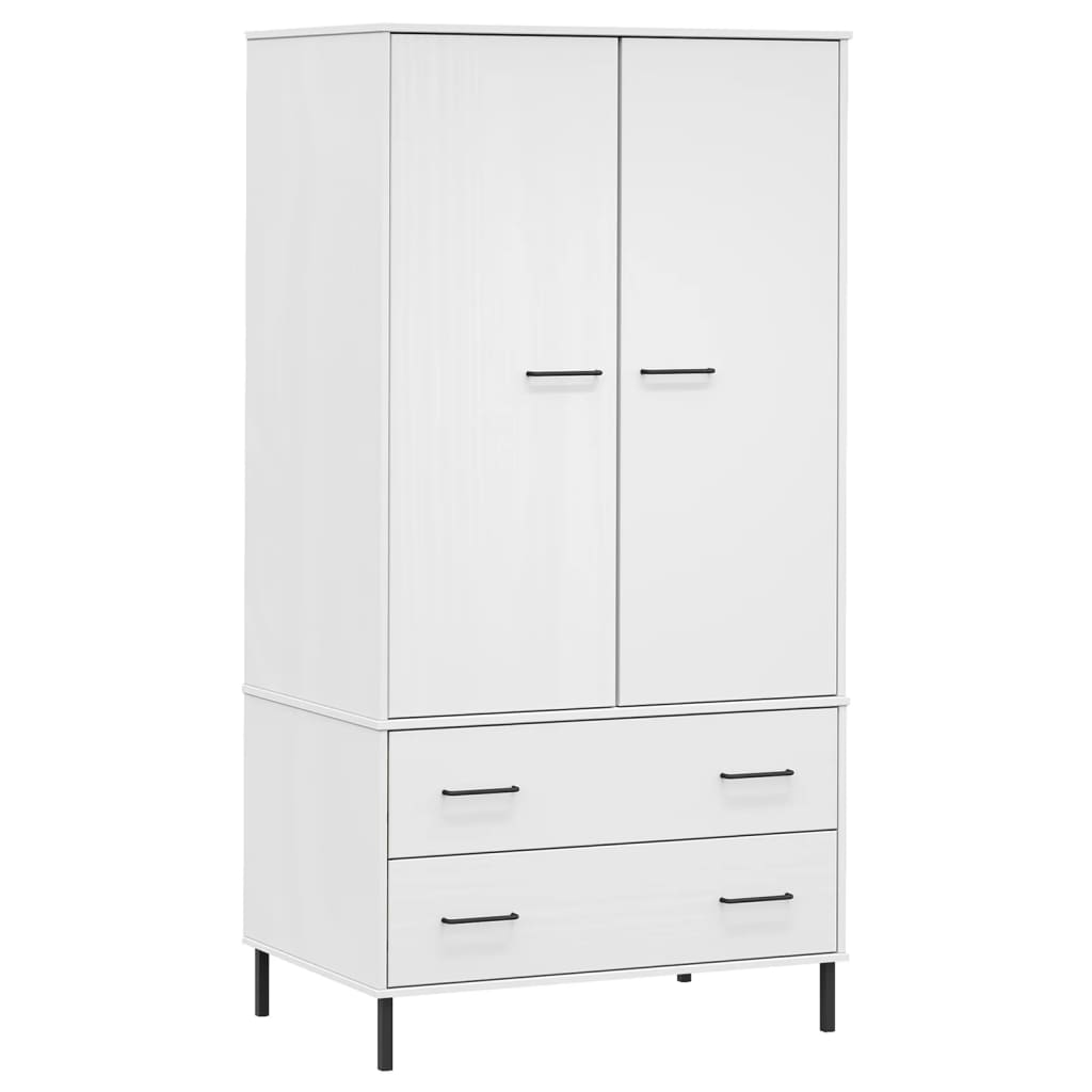 Vaatekaappi metallijaloilla valk. 90x55x172,5 cm täyspuu OSLO - Sisustajankoti.fi