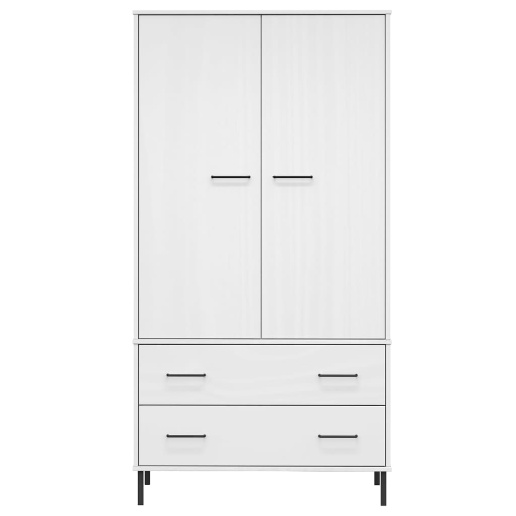 Vaatekaappi metallijaloilla valk. 90x55x172,5 cm täyspuu OSLO - Sisustajankoti.fi