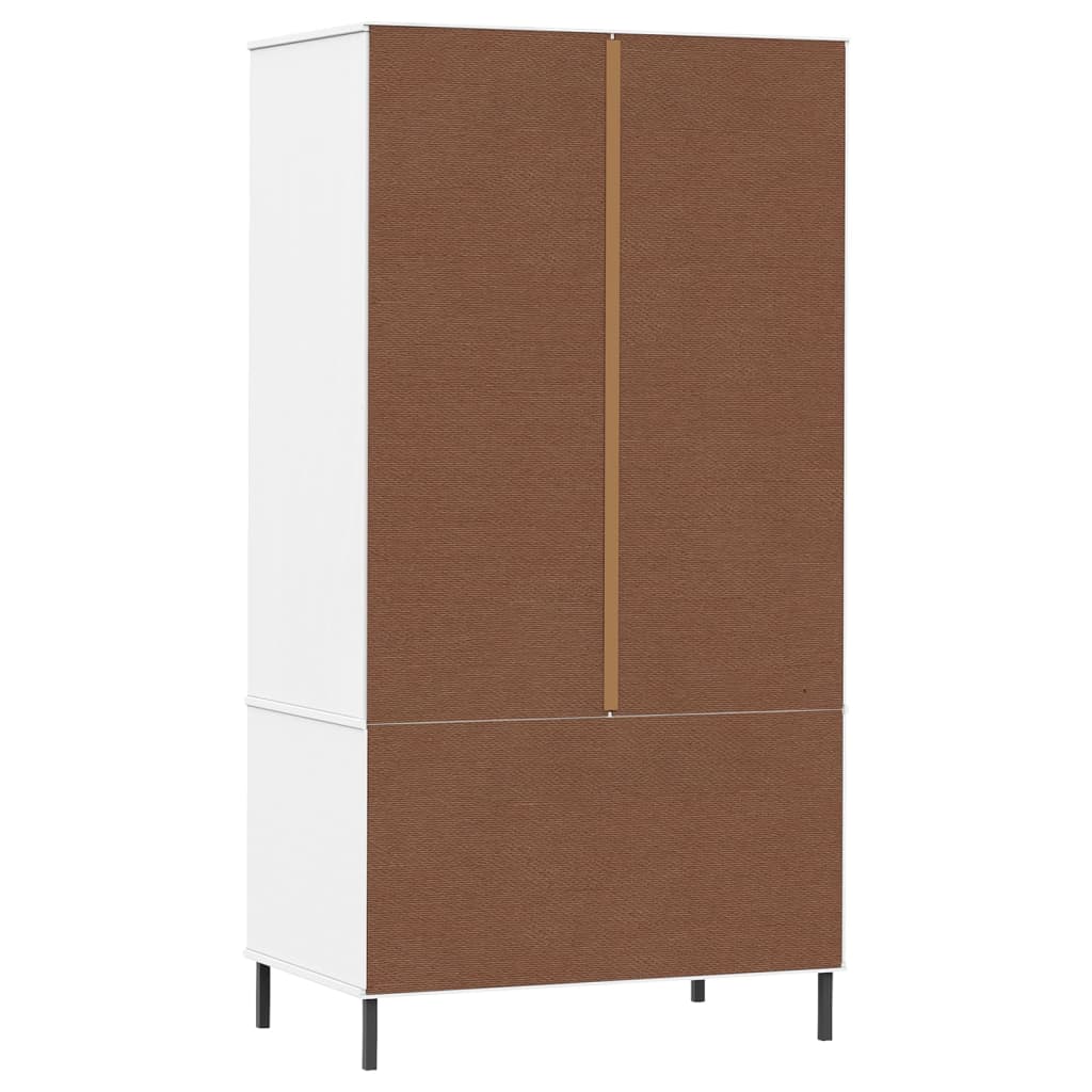Vaatekaappi metallijaloilla valk. 90x55x172,5 cm täyspuu OSLO - Sisustajankoti.fi