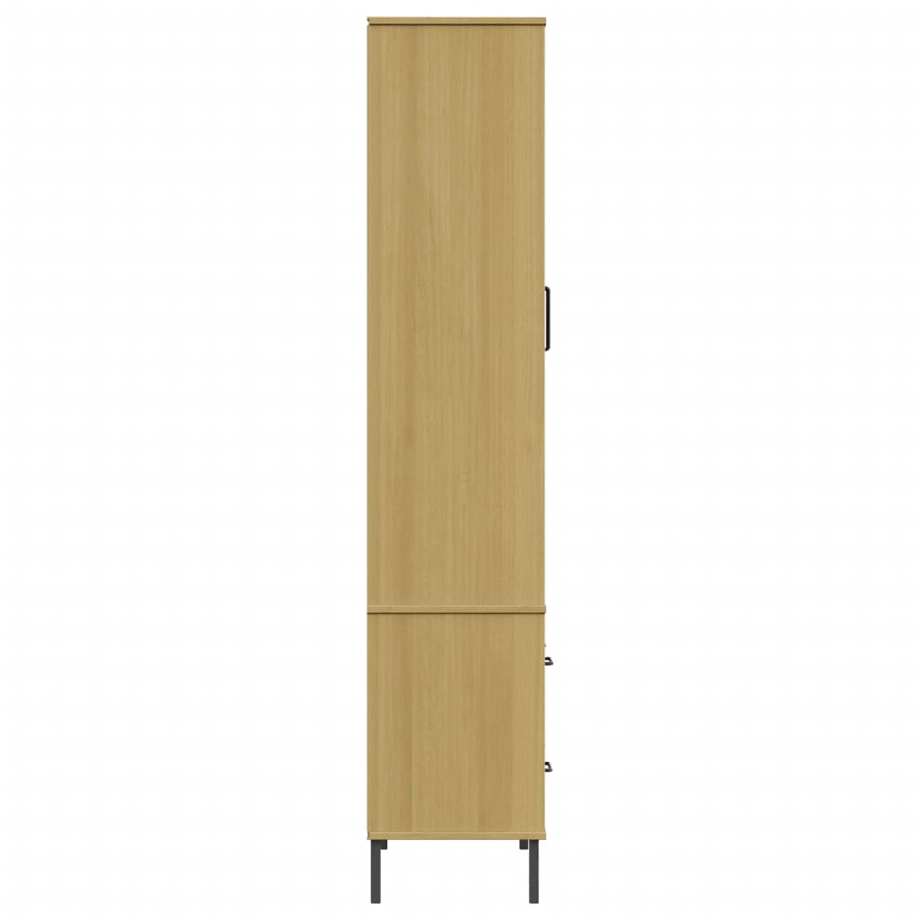 Kirjakaappi metallijaloilla ruskea 85x35x172,5 cm täyspuu OSLO - Sisustajankoti.fi