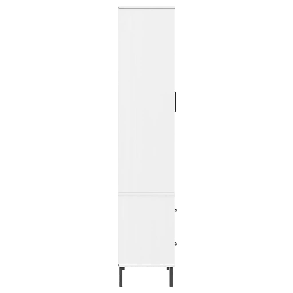 Kirjakaappi metallijaloilla valk. 85x35x172,5 cm täyspuu OSLO - Sisustajankoti.fi