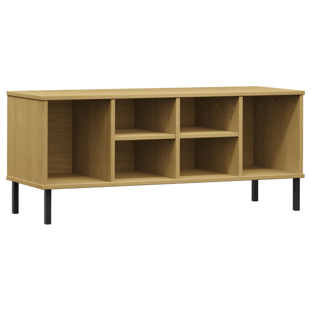 Kenkäteline metallijaloilla ruskea 106x35x45 cm täyspuu OSLO - Sisustajankoti.fi