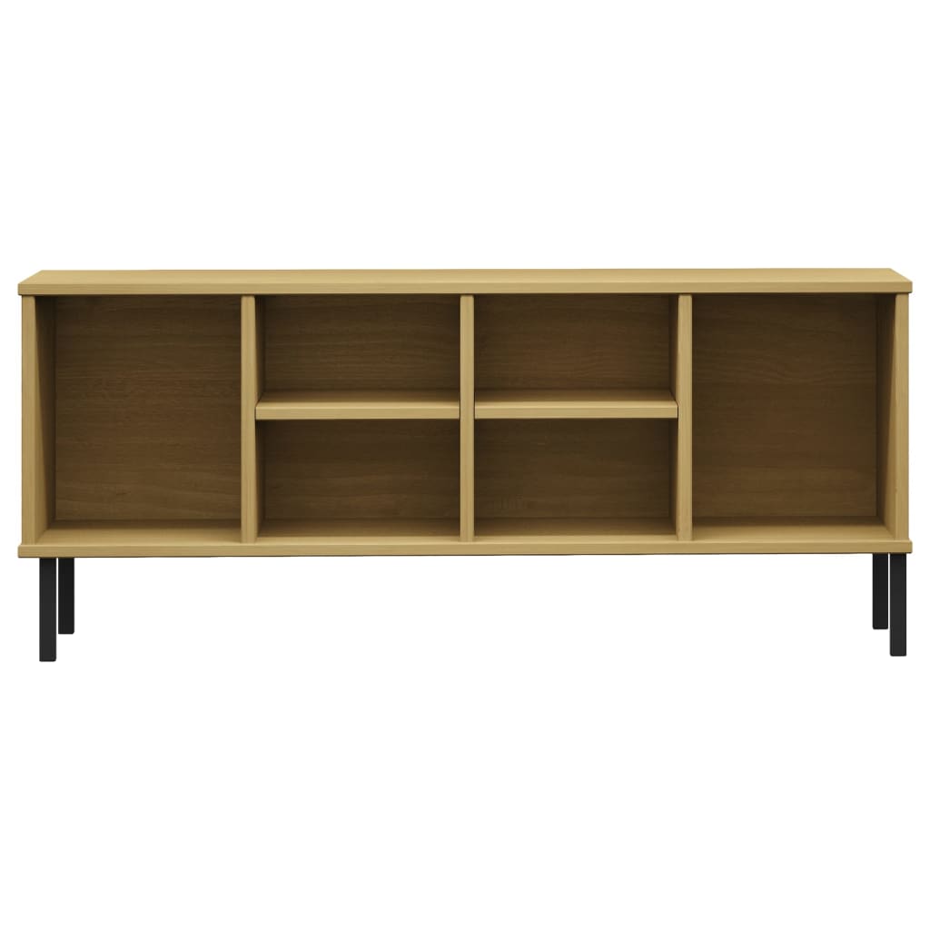 Kenkäteline metallijaloilla ruskea 106x35x45 cm täyspuu OSLO - Sisustajankoti.fi