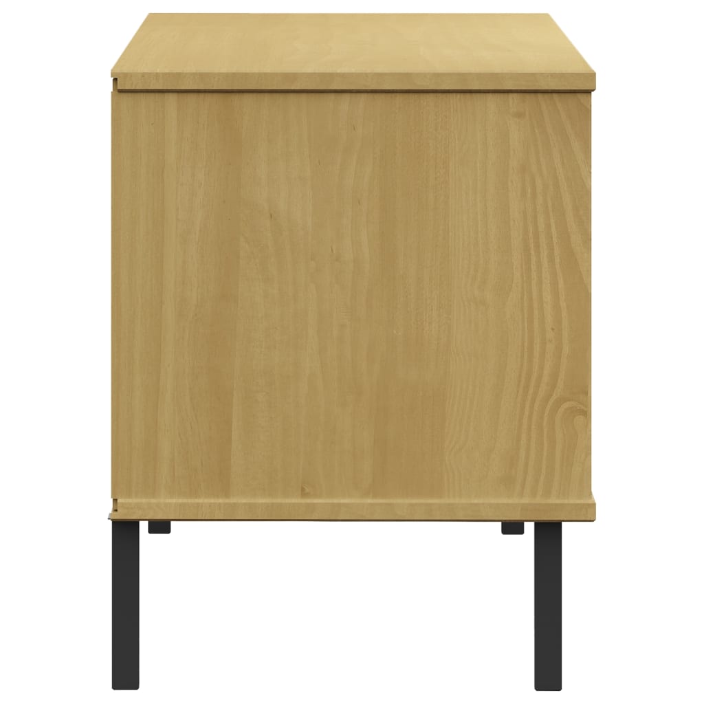 Kenkäteline metallijaloilla ruskea 106x35x45 cm täyspuu OSLO - Sisustajankoti.fi