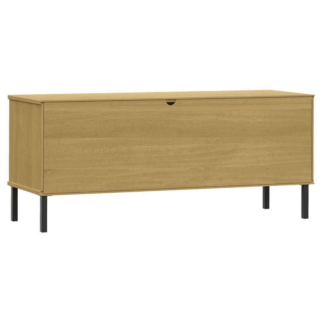 Kenkäteline metallijaloilla ruskea 106x35x45 cm täyspuu OSLO - Sisustajankoti.fi