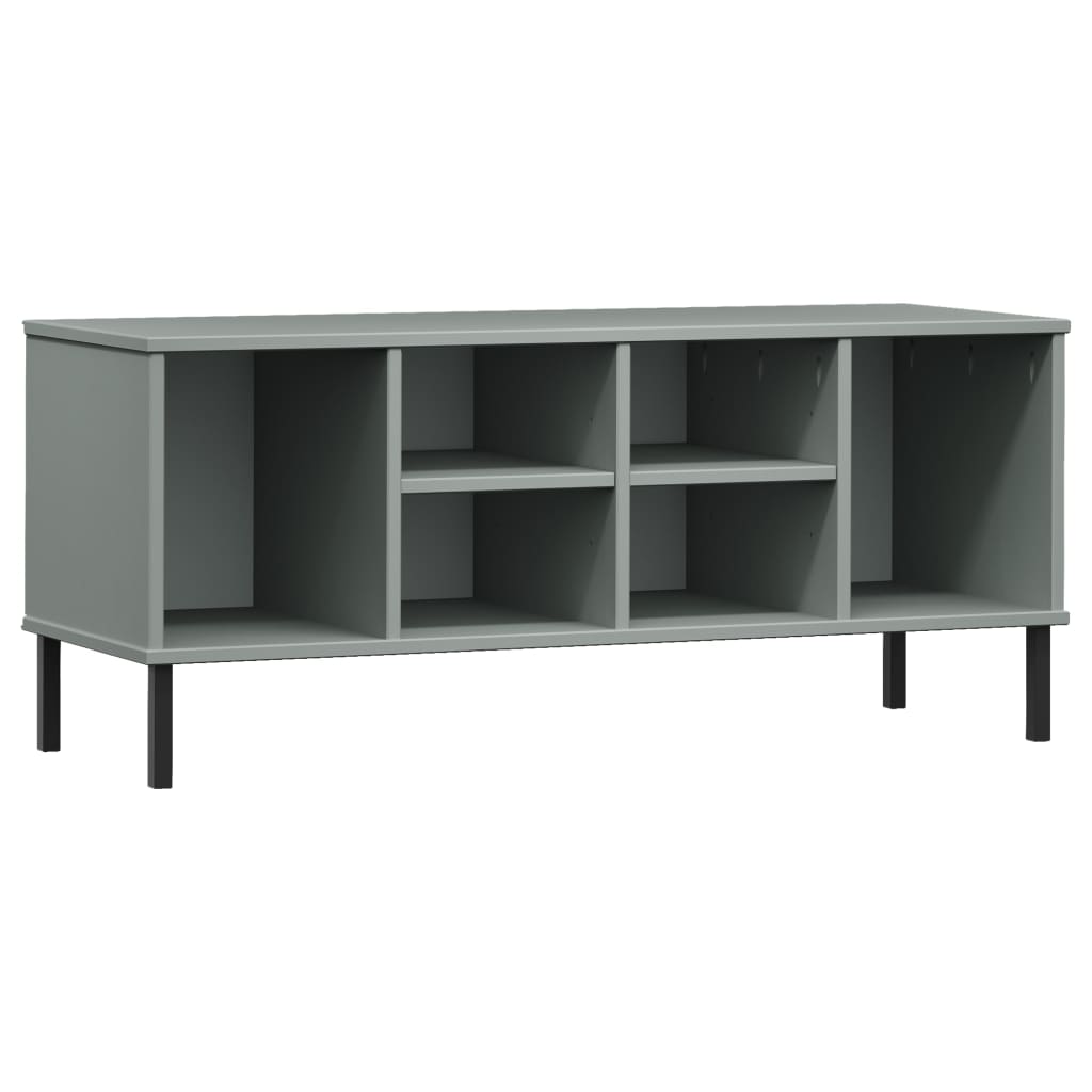 Kenkäteline metallijaloilla harmaa 106x35x45 cm täyspuu OSLO - Sisustajankoti.fi